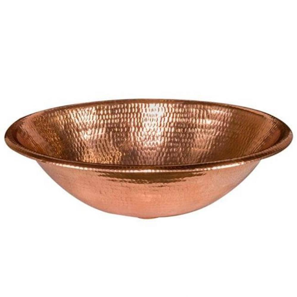 19'' Oval Self Rimming Hammered Copper Bathroom Sink in Polished Copper