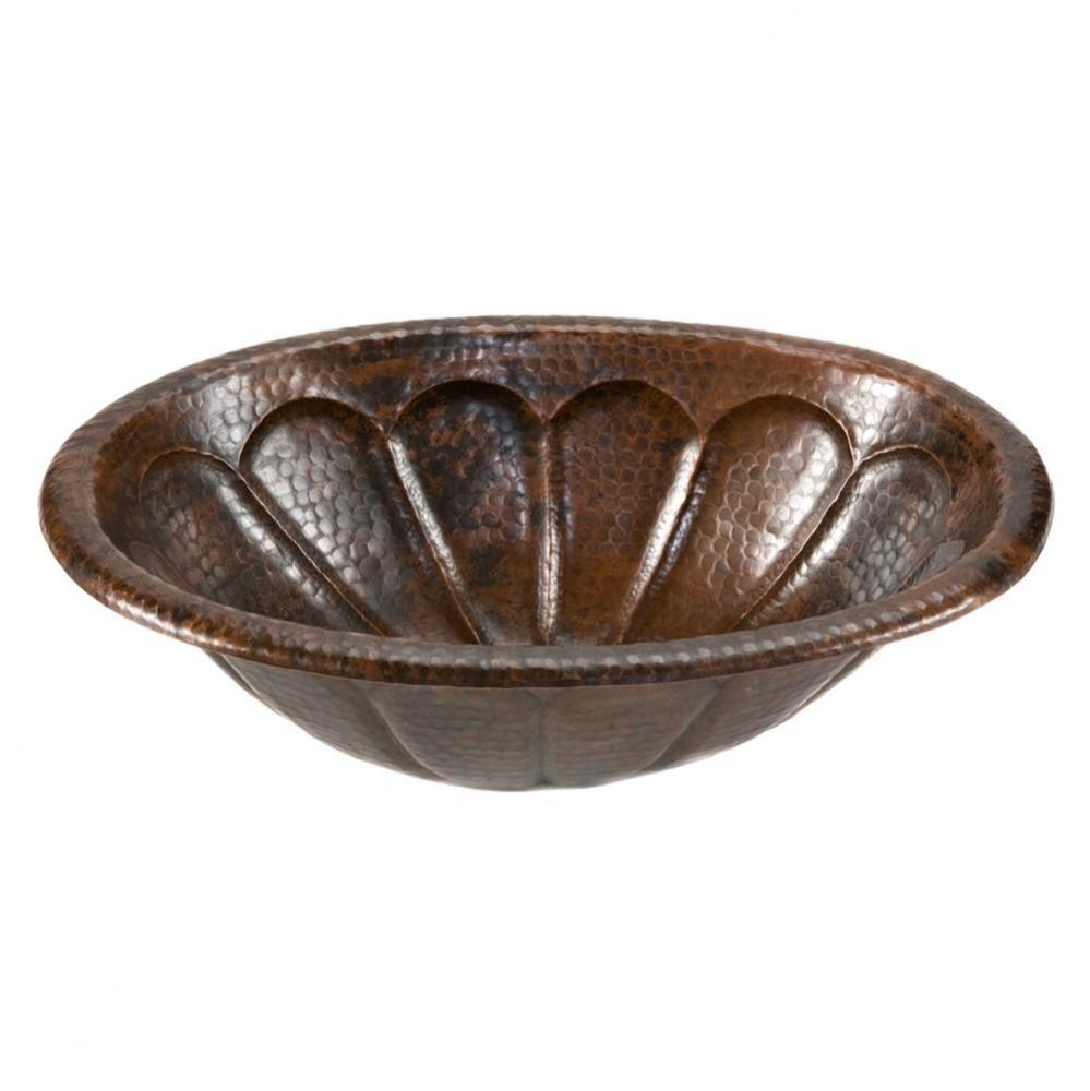 Oval Sunburst Self Rimming Hammered Copper Sink