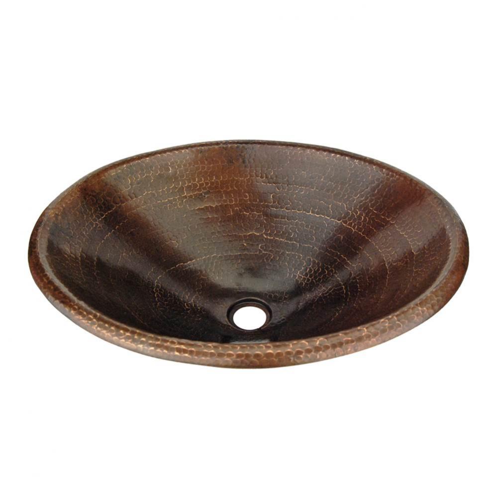 Master Bath Oval Self Rimming Hammered Copper Bathroom Sink