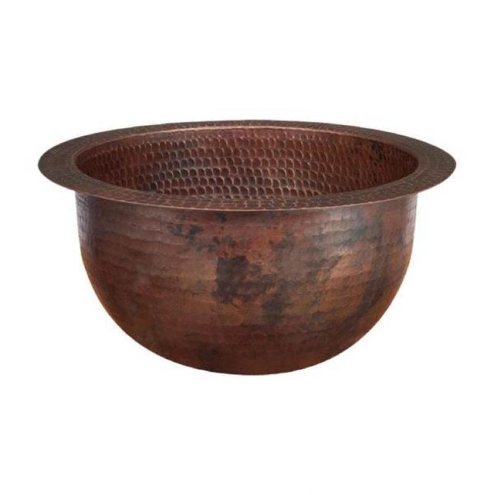 10'' Round Under Counter Hammered Copper Bathroom Sink