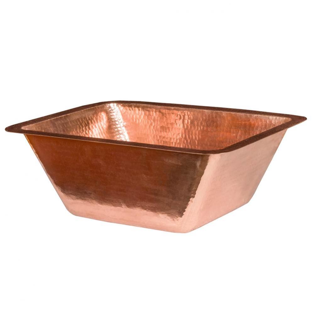 17'' Rectangle Under Counter Hammered Copper Bathroom Sink in Polished Copper