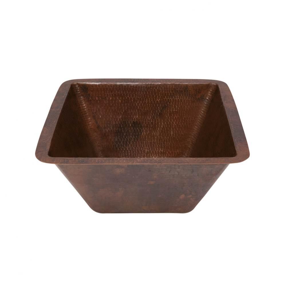 15'' Square Under Counter Hammered Copper Bathroom Sink