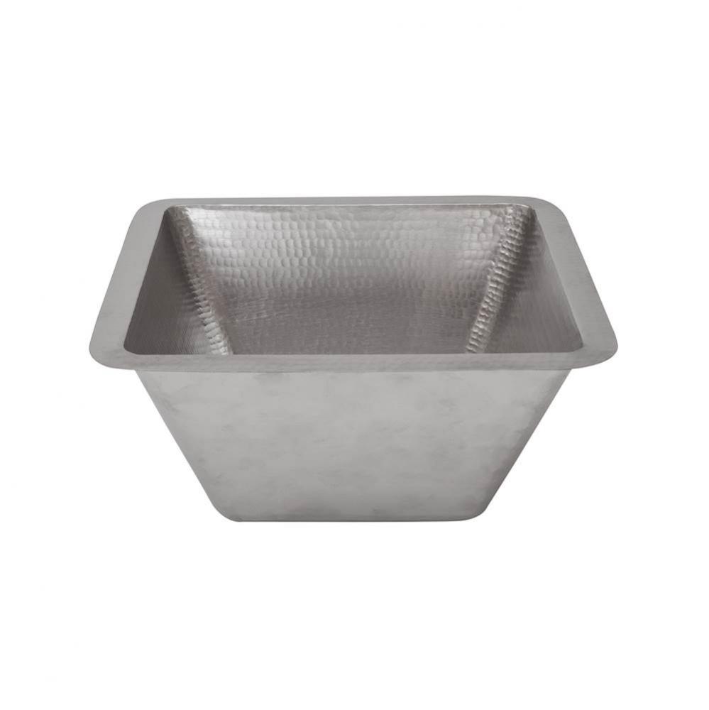 15'' Square Under Counter Hammered Copper Bathroom Sink in Nickel