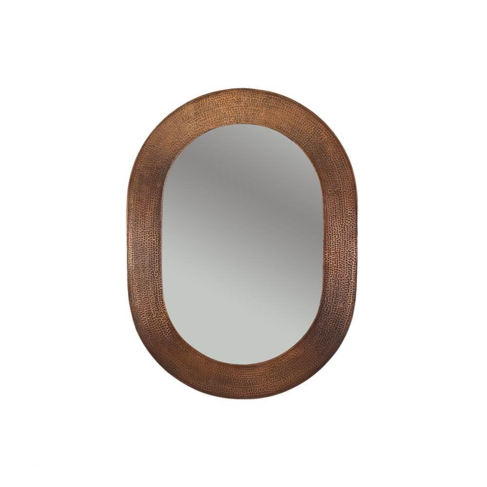 35'' Hand Hammered Oval Copper Mirror