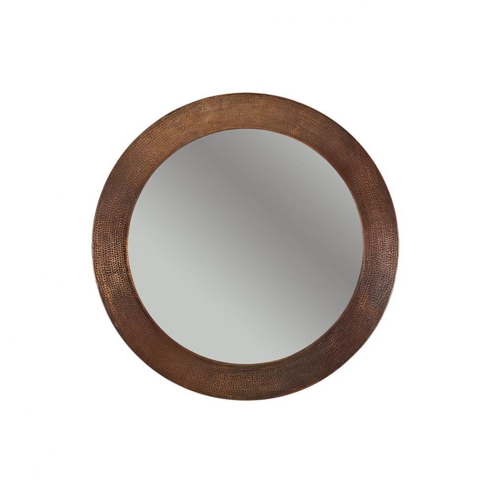 34'' Hand Hammered Round Copper Mirror