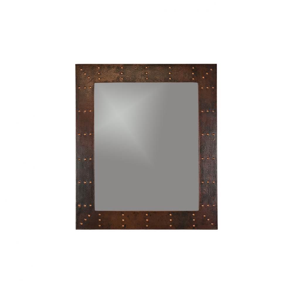 36'' Hand Hammered Rectangle Copper Mirror with Hand Forged Rivets