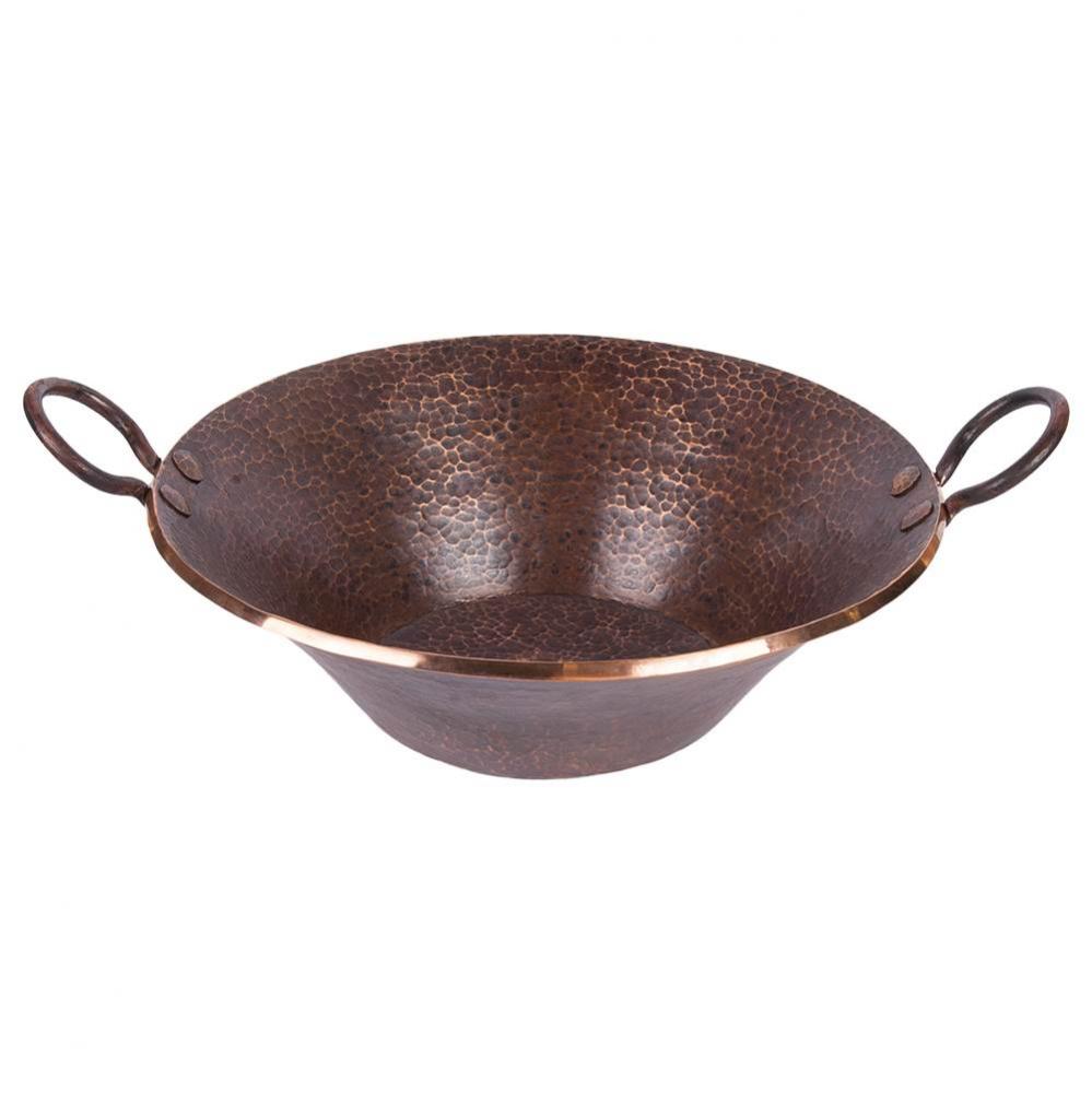 Round Hand Forged Old World Miners Pan Copper Vessel Sink