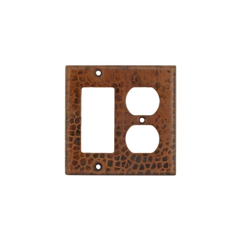 Copper Combination Switchplate, 2 Hole Outlet and Ground Fault/Rocker GFI Cover