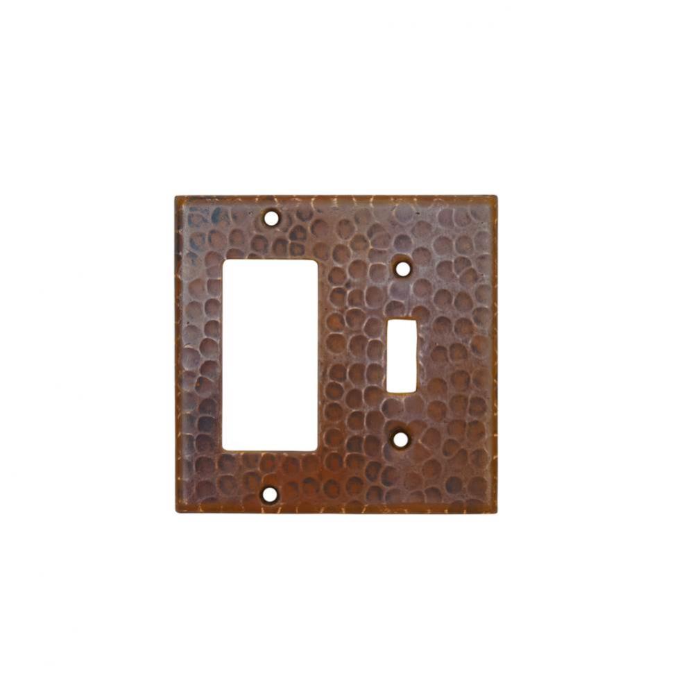 Copper Combination Switchplate, 1 Hole Single Toggle Switch and Ground Fault/Rocker GFI Cover