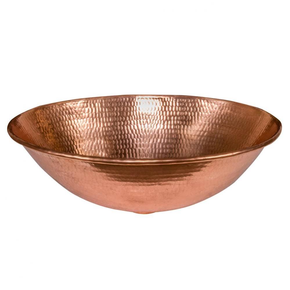 17'' Oval Wired Rim Vessel Hammered Copper Sink in Polished Copper