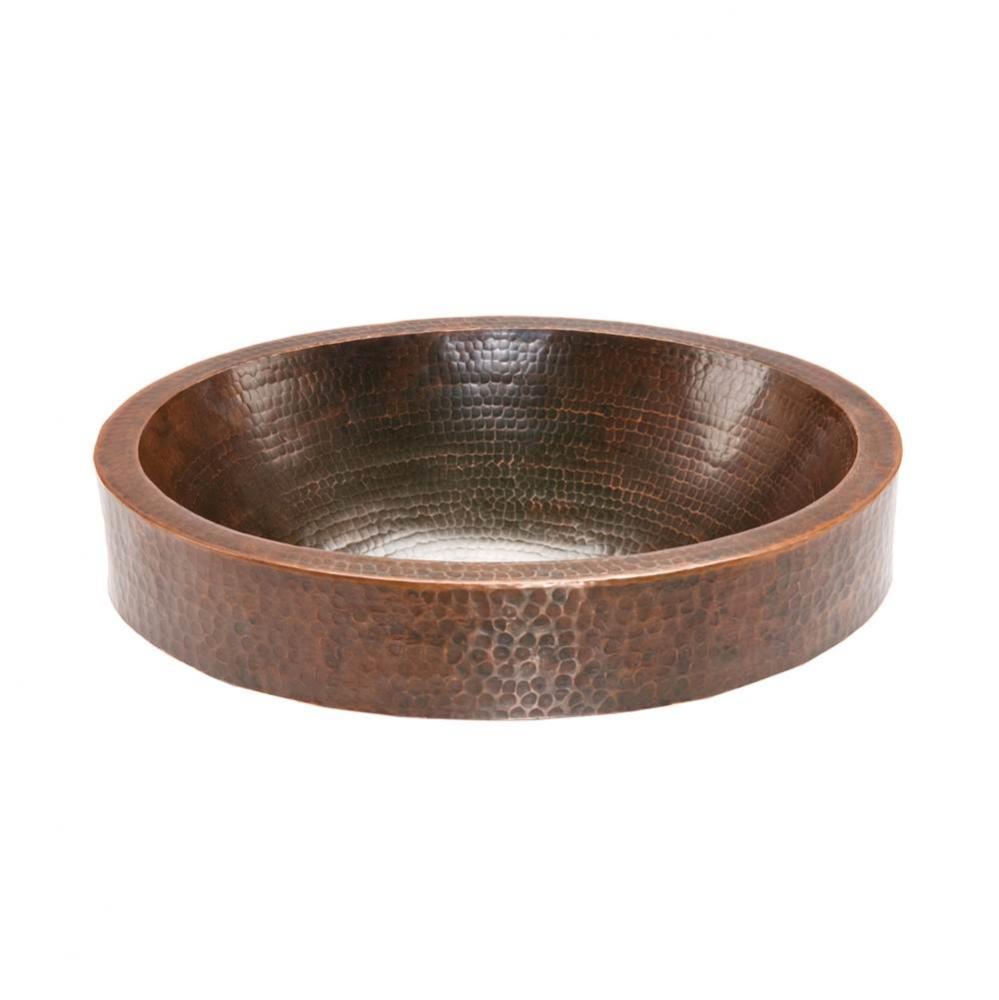 Oval Skirted Vessel Hammered Copper Sink