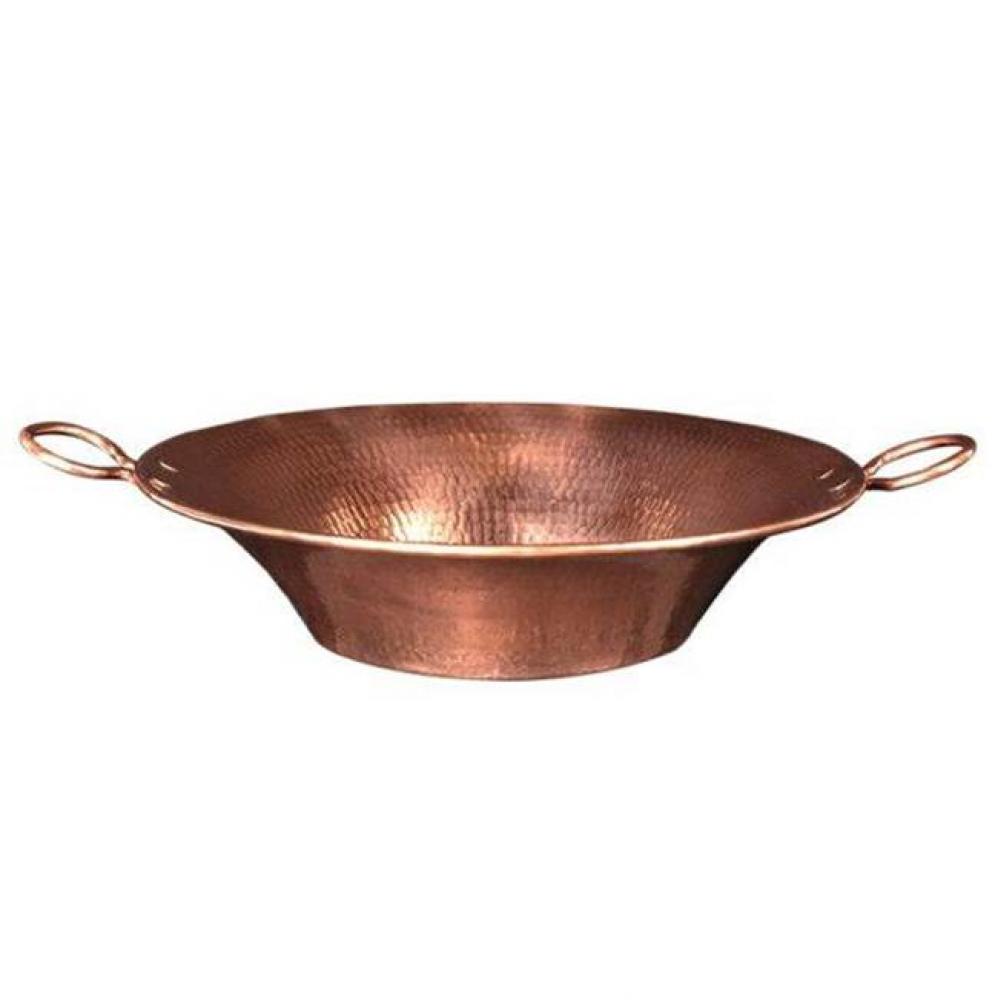 16'' Round Miners Pan Vessel Hammered Copper Sink in Polished Copper