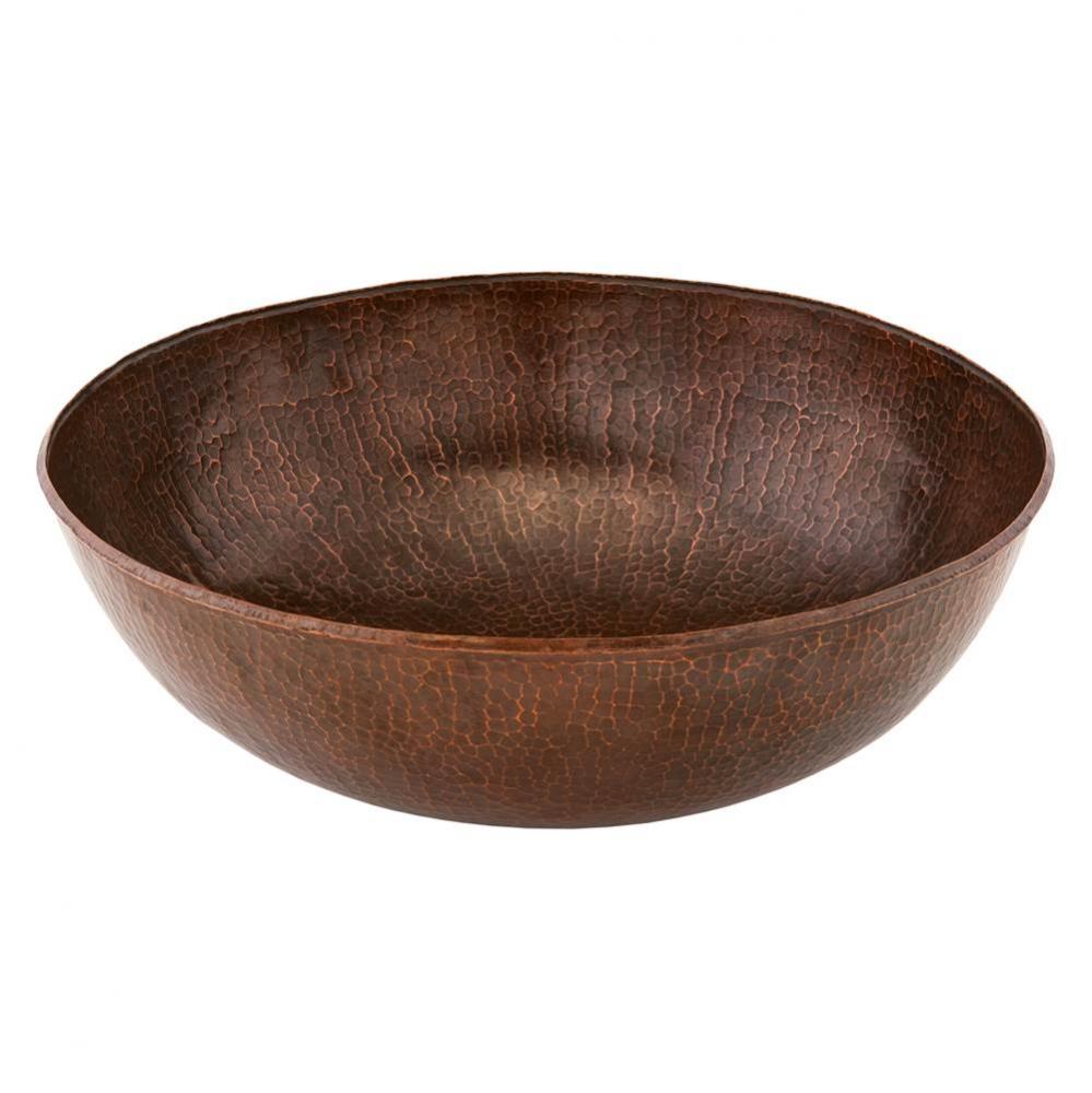 17'' Large Round Vessel Hammered Copper Sink