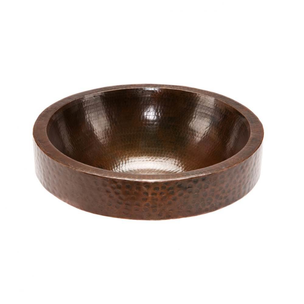 17'' Round Skirted Vessel Hammered Copper Sink