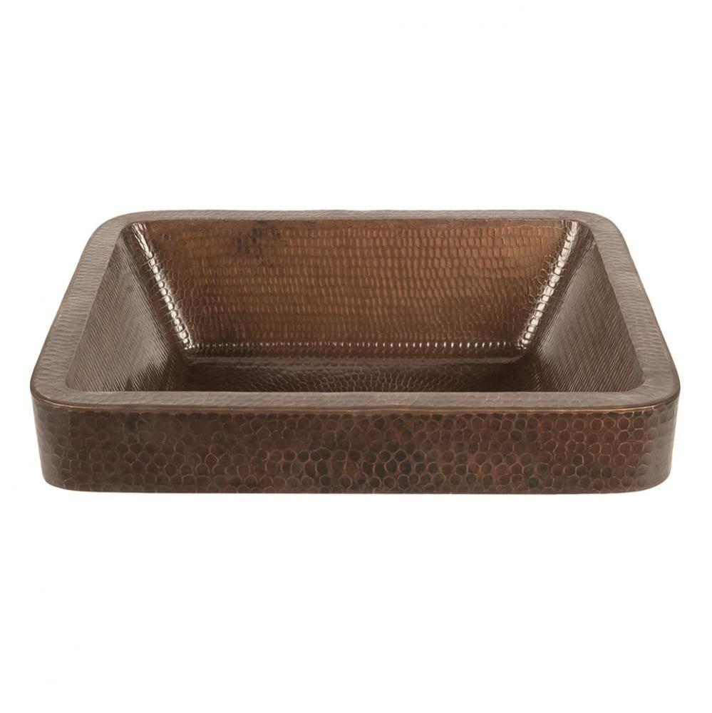 17'' Rectangle Skirted Vessel Hammered Copper Sink