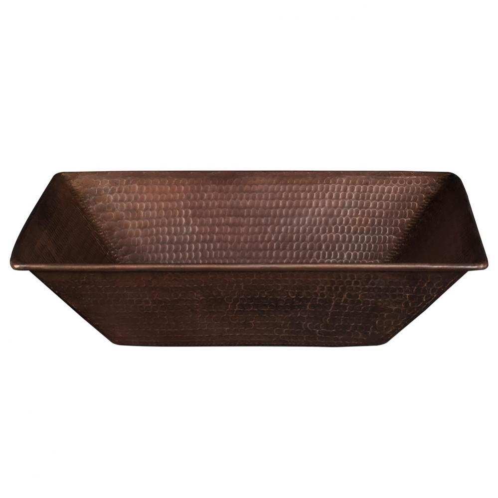 17'' Rectangle Wired Rim Vessel Hammered Copper Sink