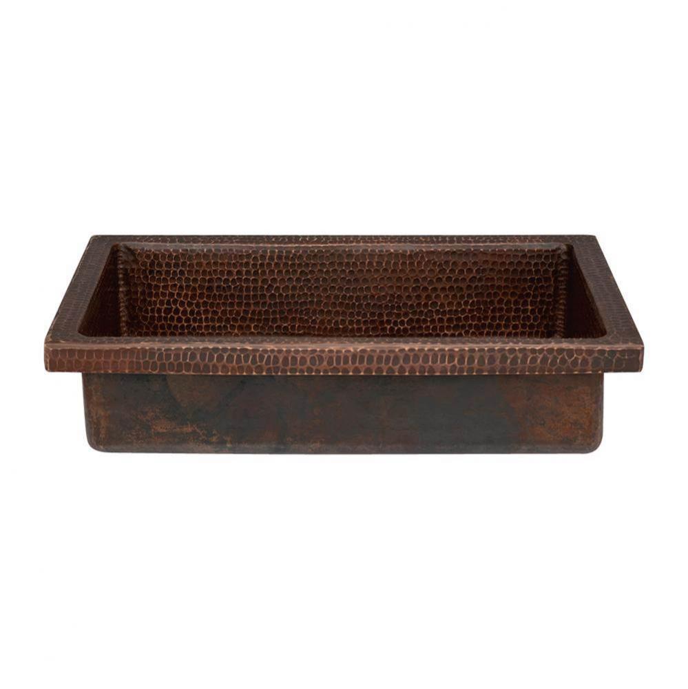 20'' Rectangle Skirted Vessel Hammered Copper Sink