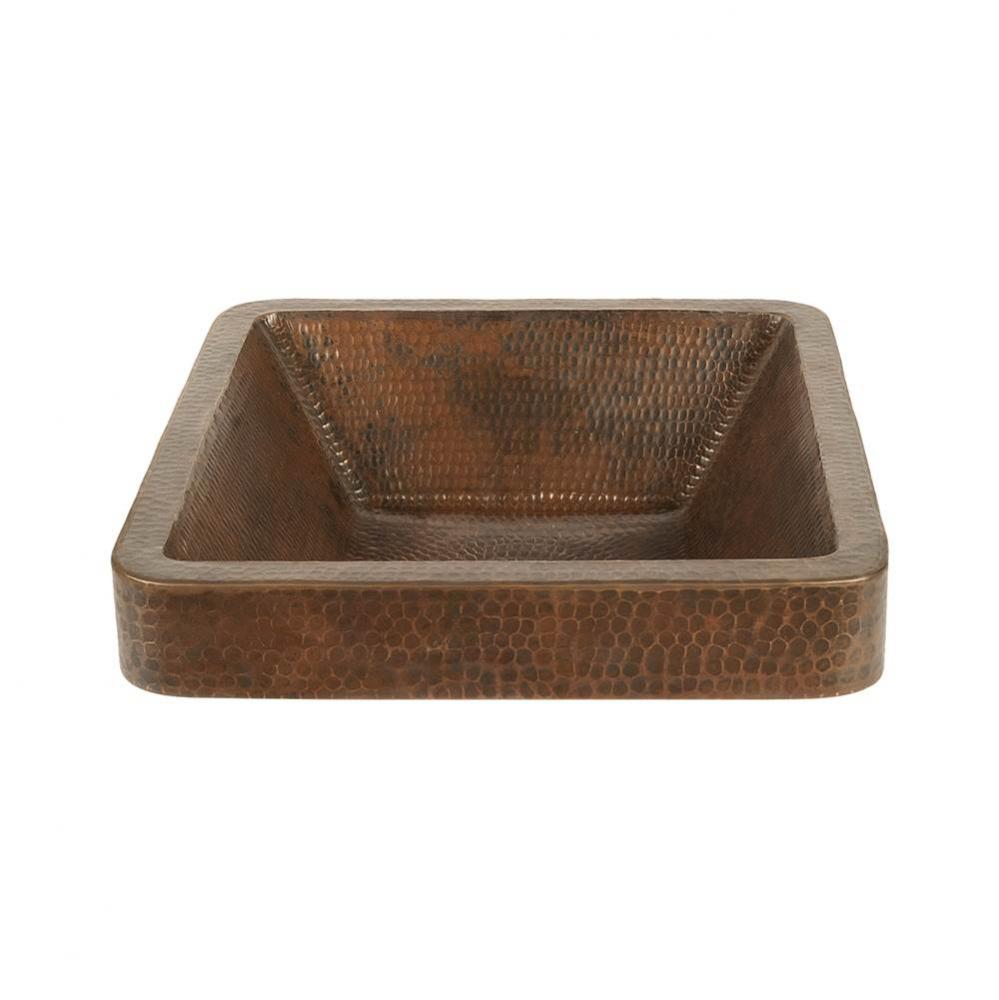 15'' Square Skirted Vessel Hammered Copper Sink