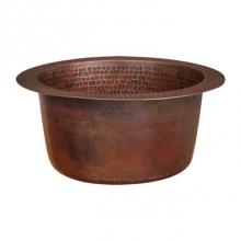 Premier Copper Products BR10DB2 - 10'' Round Hammered Copper Bar Sink With 2'' Drain Opening