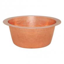 Premier Copper Products BR12PC2 - 12'' Round Hammered Copper Bar Sink In Polished Copper With 2'' Drain Opening
