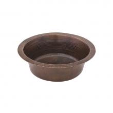 Premier Copper Products BR14DB3 - 14'' Round Hammered Copper Prep Sink w/ 3.5'' Drain Size