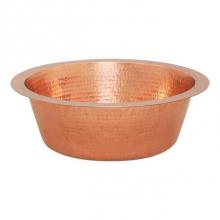 Premier Copper Products BR14PC2 - 14'' Round Hammered Copper Bar Sink With 2'' Drain Opening In Polished Copper