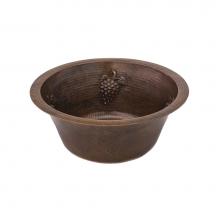 Premier Copper Products BR16GDB3 - 16'' Round Copper Prep Sink w/ Grapes and 3.5'' Drain Size