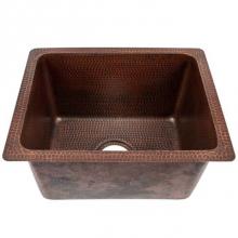 Premier Copper Products BREC1713DB - 17'' Rectangle Hammered Copper Bar Prep Laundry Utility Sink With 3.5'' Drain