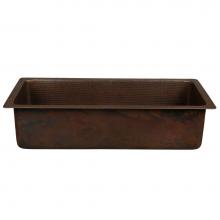 Premier Copper Products BREC28DB - 28'' Rectangle Hammered Copper Bar/Prep Sink with 3.5'' Drain Opening