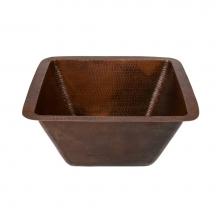 Premier Copper Products BS15DB2 - 15'' Square Hammered Copper Bar/Prep Sink w/ 2'' Drain Size