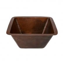Premier Copper Products BS15DB3 - 15'' Square Hammered Copper Bar/Prep Sink w/ 3.5'' Drain Size