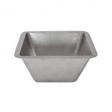 Premier Copper Products BS15EN2 - 15'' Square Hammered Copper Bar/Prep Sink in Nickel w/ 2'' Drain Size