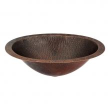 Premier Copper Products LO15FDB - 15'' Oval Under Counter Hammered Copper Bathroom Sink