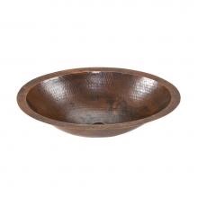 Premier Copper Products LO17FDB - Small Oval Under Counter Hammered Copper Sink