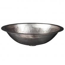 Premier Copper Products LO17FEN - 17'' Oval Under Counter Hammered Copper Bathroom Sink in Nickel