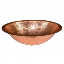 Premier Copper Products LO17FPC - 17'' Oval Under Counter Hammered Copper Bathroom Sink in Polished Copper