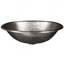 Premier Copper Products LO17REN - 17'' Oval Self Rimming Hammered Copper Bathroom Sink in Nickel