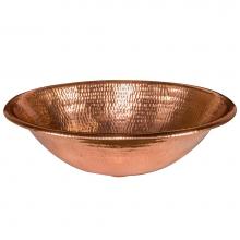 Premier Copper Products LO17RPC - 17'' Oval Self Rimming Hammered Copper Bathroom Sink in Polished Copper