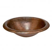 Premier Copper Products LO18RDB - Wide Rim Oval Self Rimming Hammered Copper Sink