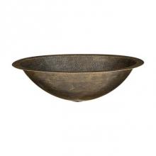 Premier Copper Products LO19FAB - 19'' Oval Under Counter Hammered Copper Bathroom Sink In Antique Brass