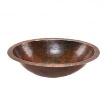 Premier Copper Products LO19FDB - Oval Under Counter Hammered Copper Bathroom Sink