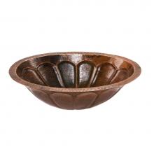 Premier Copper Products LO19FSBDB - Oval Sunburst Under Counter Hammered Copper Sink