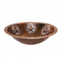 Premier Copper Products LO19FSTDB - Oval Star Under Counter Hammered Copper Bathroom Sink