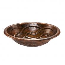 Premier Copper Products LO19RBDDB - Oval Braid Self Rimming Hammered Copper Sink