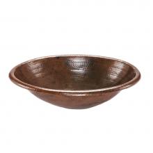 Premier Copper Products LO19RDB - Oval Self Rimming Hammered Copper Sink