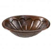 Premier Copper Products LO19RSBDB - Oval Sunburst Self Rimming Hammered Copper Sink