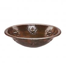 Premier Copper Products LO19RSTDB - Oval Star Self Rimming Hammered Copper Sink