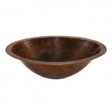 Premier Copper Products LO20FDB - Master Bath Oval Under Counter Hammered Copper Bathroom Sink