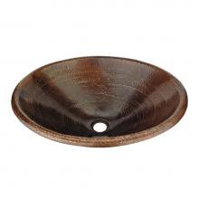 Premier Copper Products LO20RDB - Master Bath Oval Self Rimming Hammered Copper Bathroom Sink