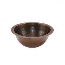 Premier Copper Products LR14FDB - 14'' Round Under Counter Hammered Copper Sink